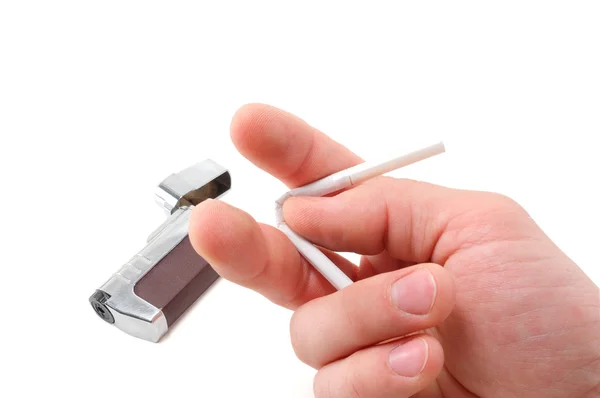 Hand with a broken cigarette — Stock Photo, Image