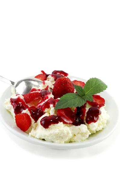Dessert of strawberries with cream cheese — Stock Photo, Image