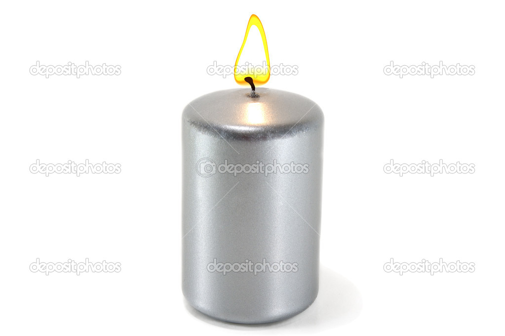 silver candle burning