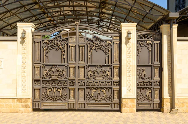 iron gate with a gate with decorative elements