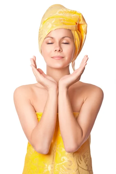 Bela jovem mulher meditando Fotografia De Stock