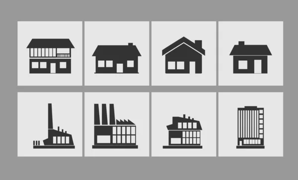 Building icons set — Stock Vector