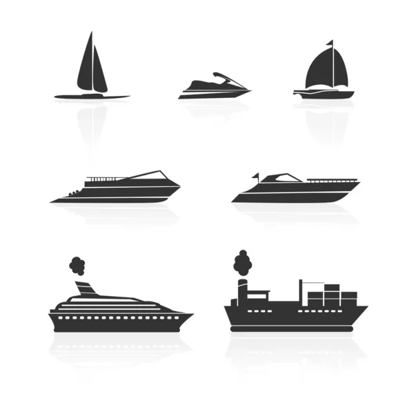 Conjunto de iconos de barcos y barcos — Archivo Imágenes Vectoriales