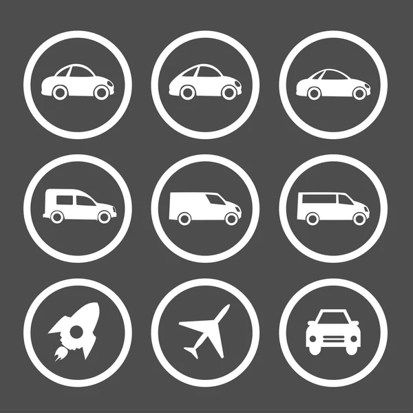 düz araba Icons set