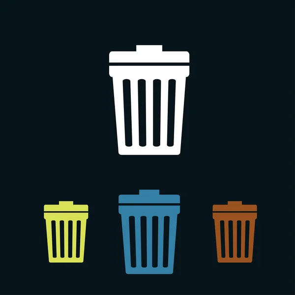 Σκουπίδια μπορεί να επίπεδη εικονίδια — Διανυσματικό Αρχείο