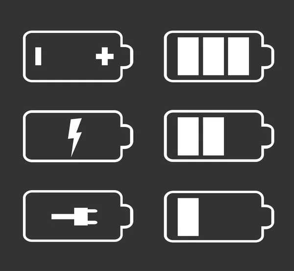 Ícones de bateria plana —  Vetores de Stock