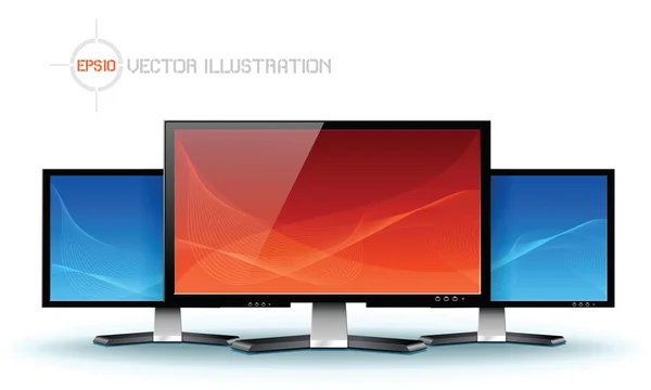 Flat lcd tv monitor, detailed vector — Stock Vector