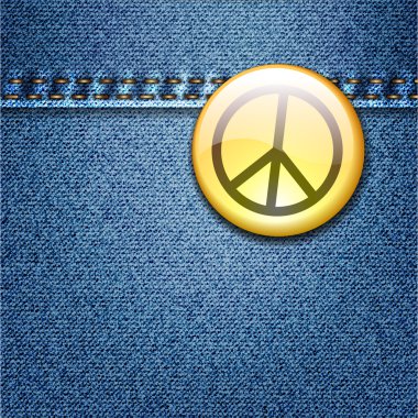 denim kumaş dokusu ceket barış rozeti
