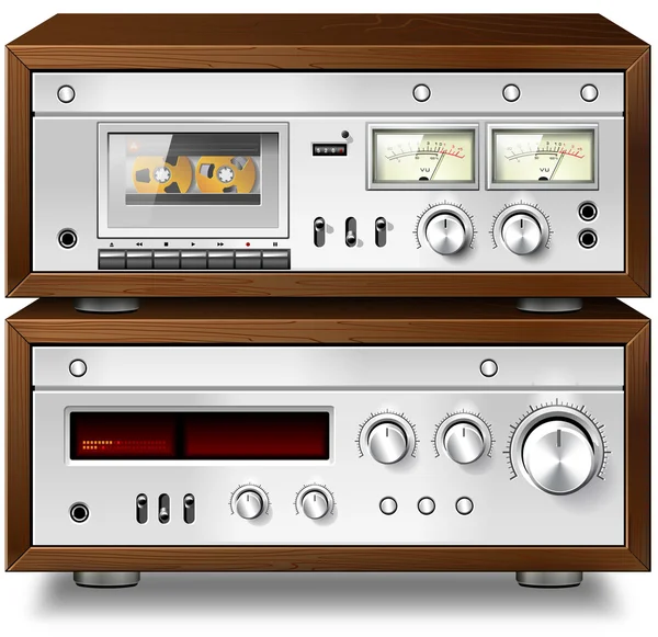 Analoge muziek stereo audio compact cassettedeck met versterker v — Stockfoto