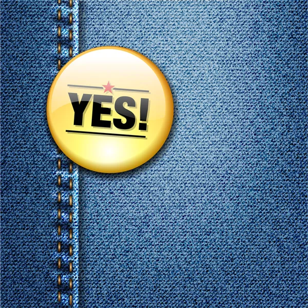 YES Word Colorful Badge on Denim Jeans Fabric — Stock Vector