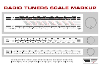 Radio tuner scale dashboard markup vector clipart