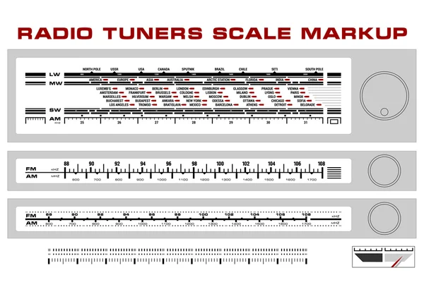 Radio tuner měřítku řídicí panel značky vektor — Stockový vektor