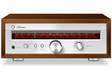 Vintage stereo analog Radyo Ayarlayıcısı ahşap büyük vektör
