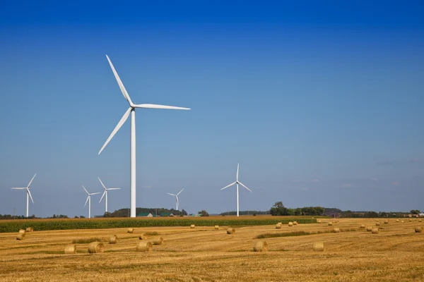 Turbin wiatrowych na polu rolnika — Zdjęcie stockowe