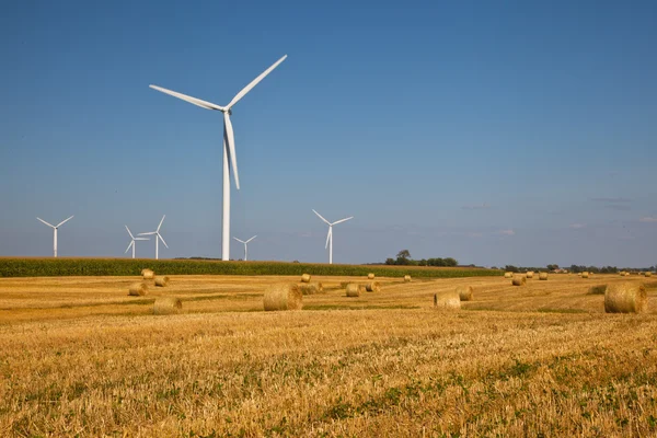 Větrná turbína na poli farmář — Stock fotografie