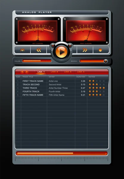 Analógico Estéreo MP3 Música Media Player vetor — Vetor de Stock