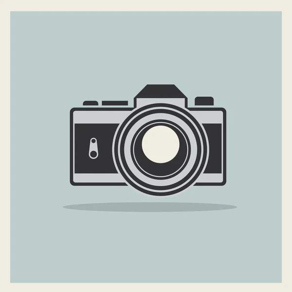 DSLR Professional Camera Icon On Retro Vintage Background — Stock Vector