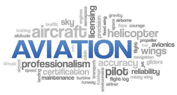 Aviation Word Cloud Blue Bubble Tags Tree Vector