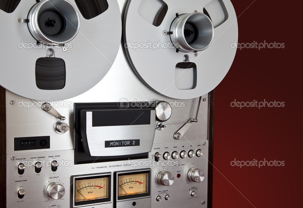 Vintage Open Reel Analog Stereo Tape Deck Player Recorder Stock Photo, Royalty-Free