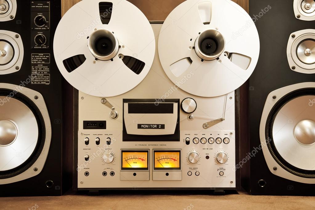 Analog Stereo Open Reel Tape Deck Recorder Vintage Stock Photo by