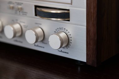 Vintage Stereo Receiver Component Front Panel Controls closeu