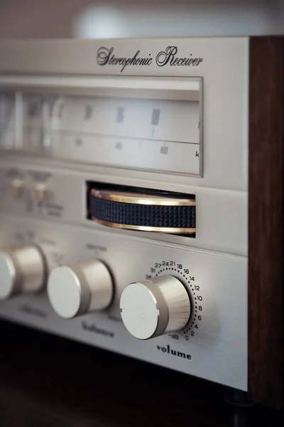 Vintage Stereo Receiver Component Front Panel Controls Closeu — Foto de Stock