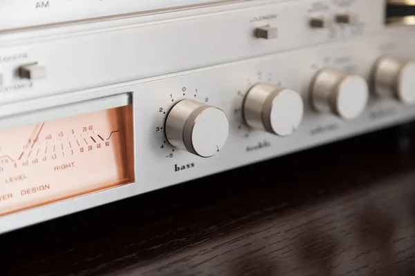 Vintage Stereo Receiver Component Front Panel Controls Closeu — Fotografia de Stock