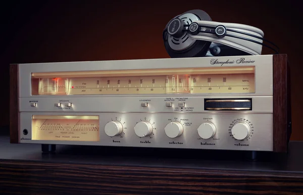 Vintage Stereo Component Receiver Front Panel Met Warme Schaal Meter — Stockfoto