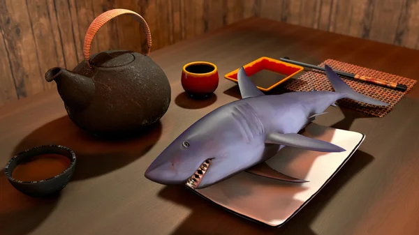 bir tablo üzerinde balık