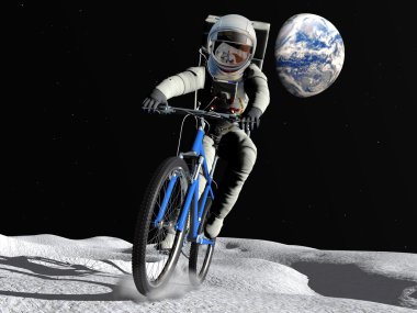 The astronaut on a bicycle