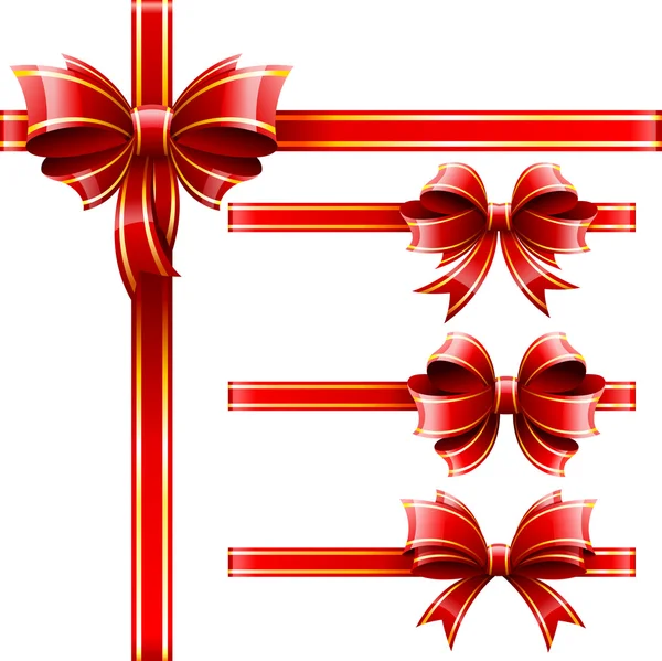 เซตเวกเตอร์ของโบว์ของขวัญสีแดงสวยงาม — ภาพเวกเตอร์สต็อก