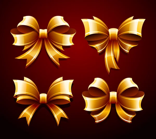 Conjunto vectorial de hermosos arcos de regalo de oro — Vector de stock