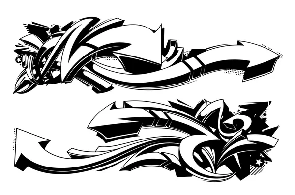 Fondos de graffiti en blanco y negro — Vector de stock