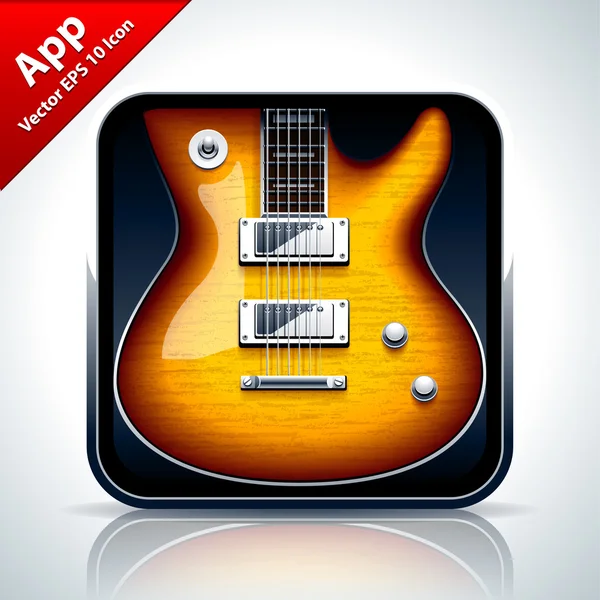 Icône de l'application musicale guitare — Image vectorielle