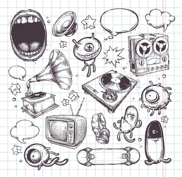 Set of hand drawn elements