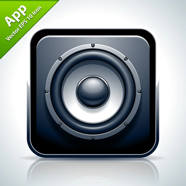 Alto-falante ícone aplicativo musical — Vetor de Stock