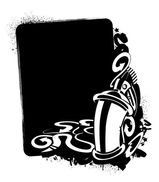 Graffiti afbeelding van kan met pijlen. verticale banner. monochroom schets. vectorillustratie — Stockvector