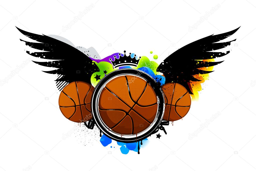 Graffiti image with basketballs. Vector illustration.