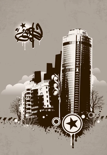 Urban design. Dirty grunge technique. EPS 8 vector illustration. — Stock Vector