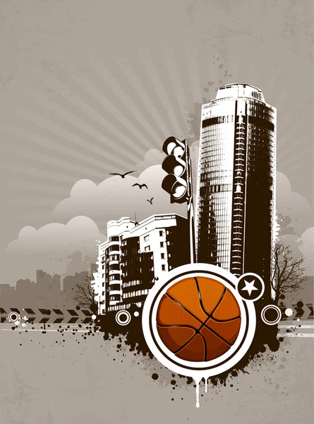 Urban design.basketball. smutsiga grunge teknik. — Stock vektor