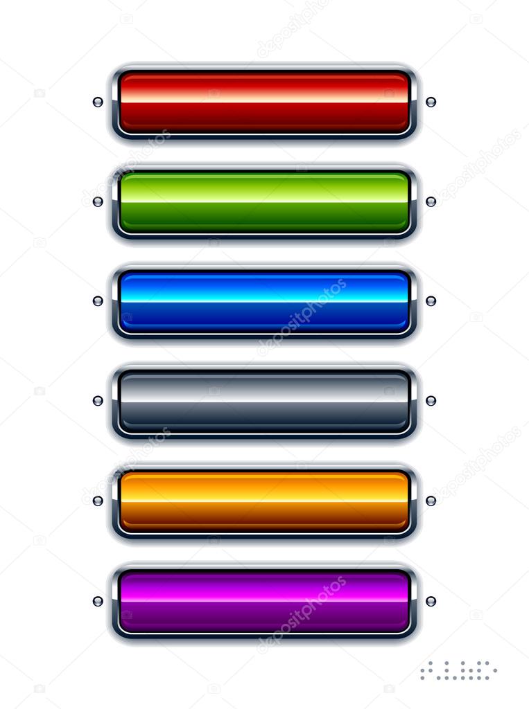 Set of glass buttons on a white background