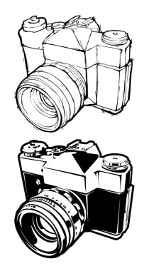 Hand-drawn banner with retro camera. clipart