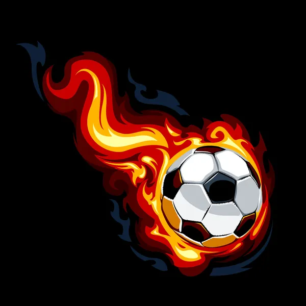 Pallone da calcio in fiamme. Illustrazione vettoriale — Vettoriale Stock