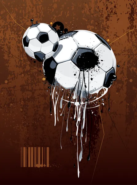 Soccer ball on dirty background. Abstract grunge style. EPS 10 vector illustration. — Stock Vector
