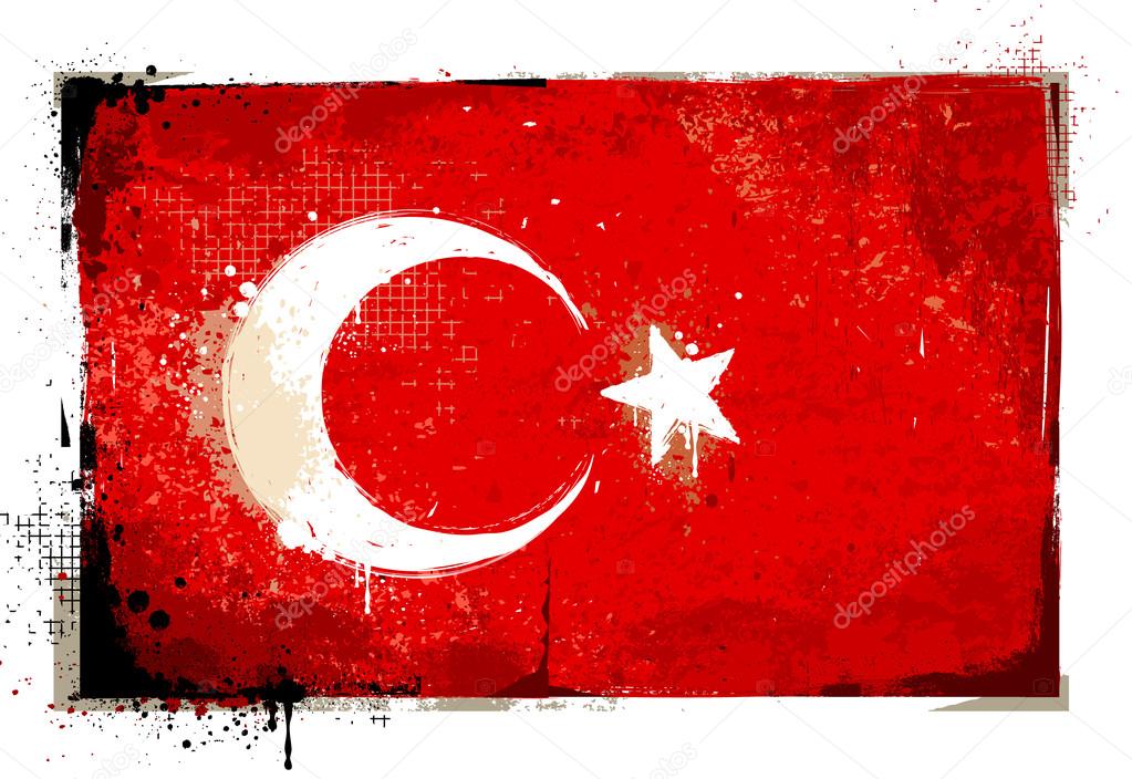 Grungy turkish flag. EPS 8 vector illustration.