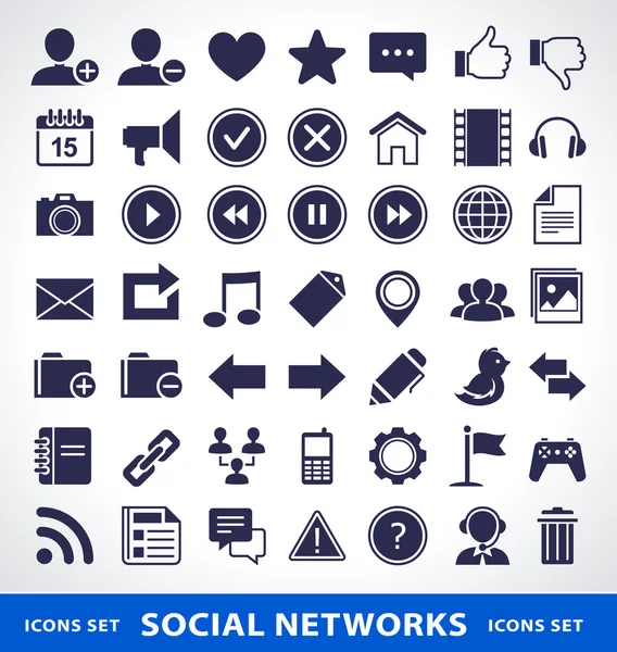 Vector set of simple social network icons. — Stock Vector