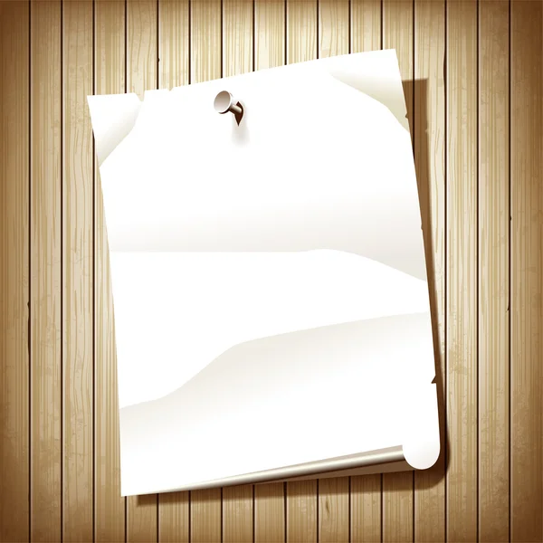 Λευκά χαρτί σελίδα σε ξύλο φόντο — Διανυσματικό Αρχείο