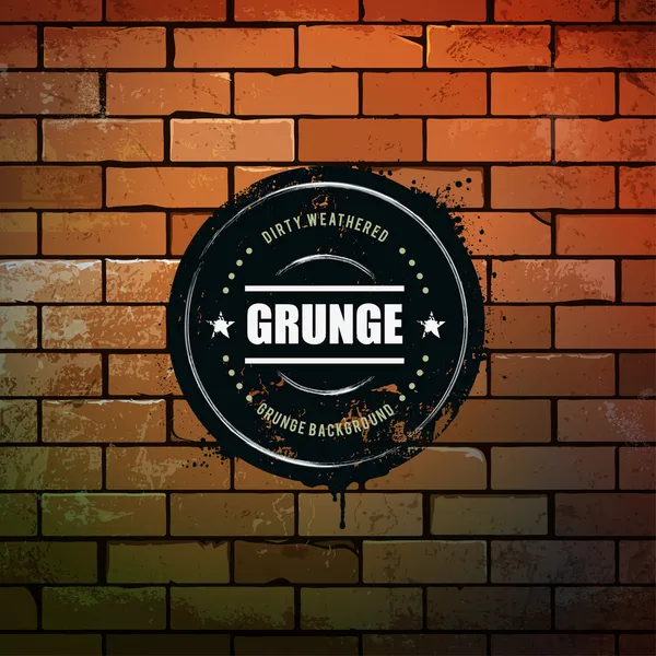 Grunge cirkel banner op bakstenen muur — Stockvector