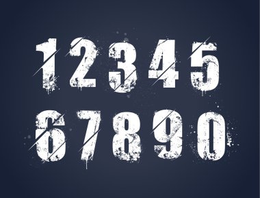 Grunge dirty painted numbers clipart