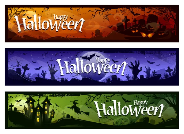 Cartoon halloween banners — Stock vektor